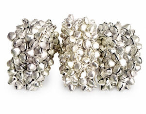 KIM SEYBERT SET OF 3 SILVER JINGLE BELLS NAPKIN RINGS NEIMAN MARCUS